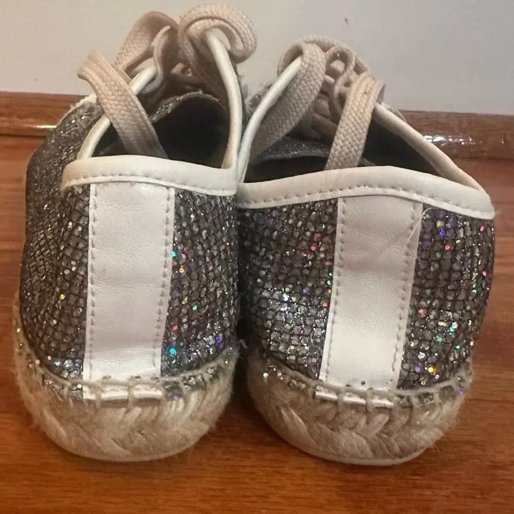 Maypol Espadrilles Sneaker sz 37 Silver Sparkly Espadrille Flats